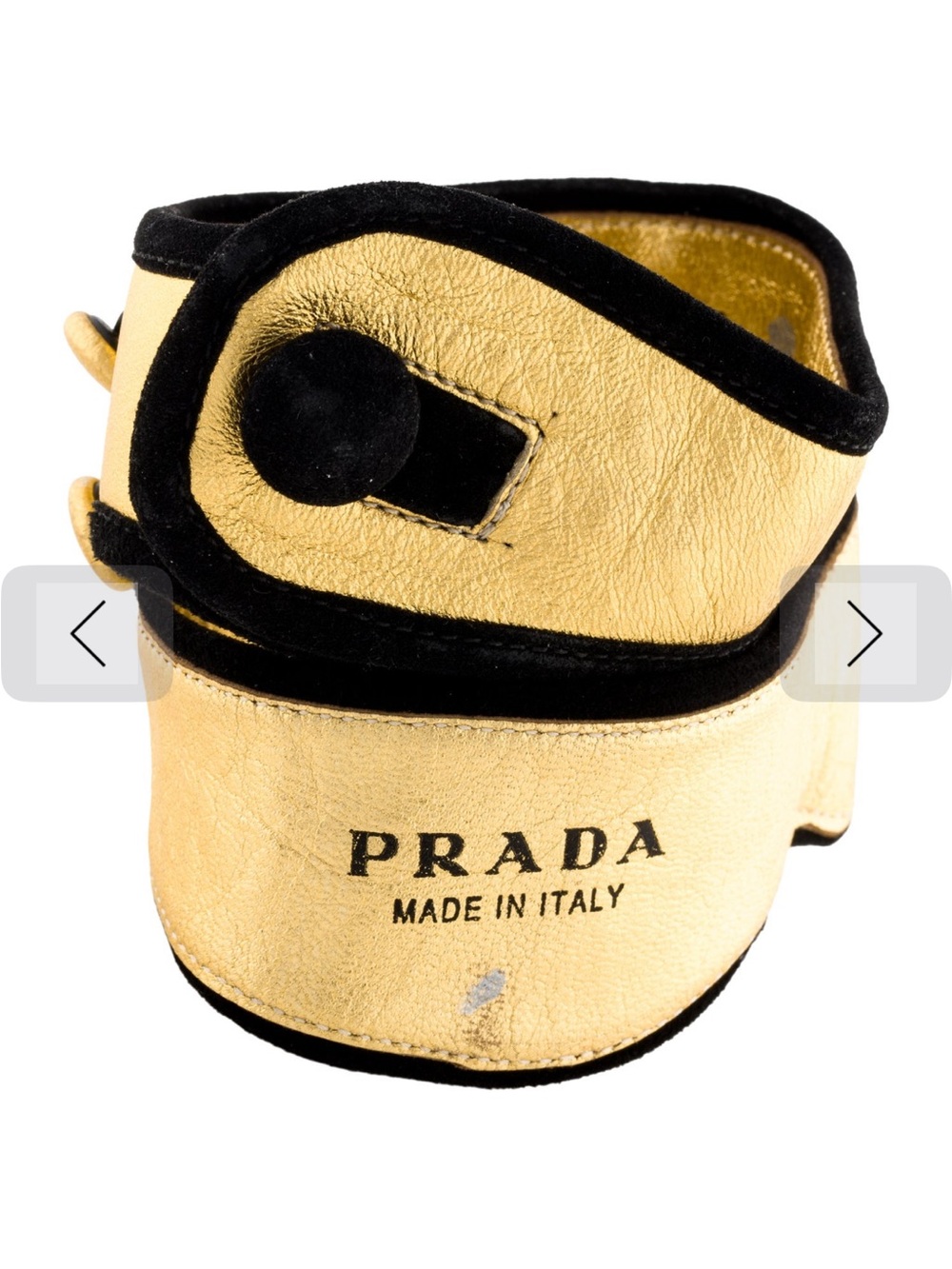 Prada Gold Leather& Suede Convertible Cuffs